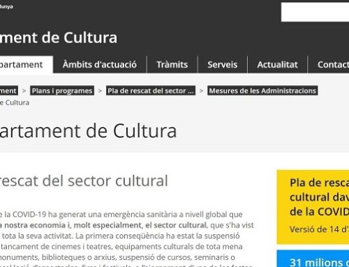 Pla de rescat del sector cultural davant la crisi de la COVID-19